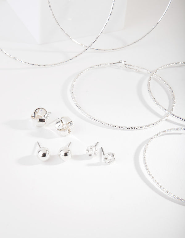 Silver Knot Hoop Earring 6-Pack