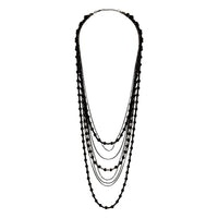 Black Bead Layered Necklace - link has visual effect only