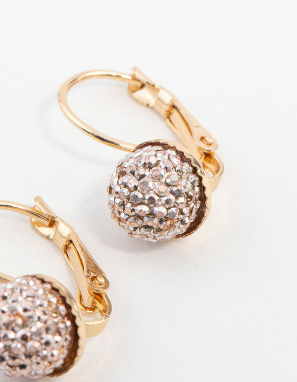 Gold Mini Sparkle Ball Drop Earrings