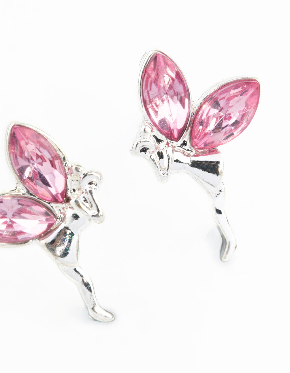 Silver Metal Fairy Stud Earrings