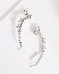Silver Double Diamante Cuff Earrings - link has visual effect only