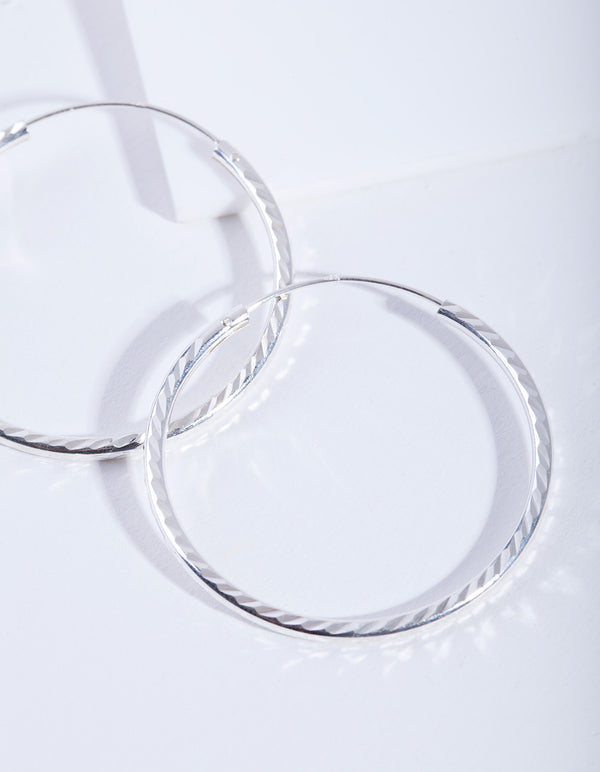 Sterling Silver Diamond Cut 35Mm Hoop