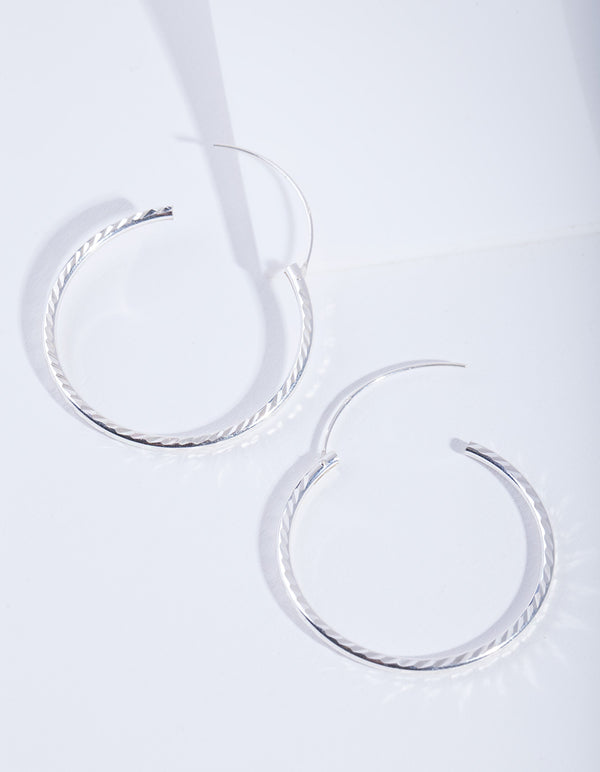 Sterling Silver Diamond Cut 35Mm Hoop