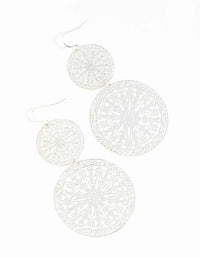 Silver Filigree Statement Disc Drop Earrings - link has visual effect only