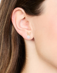 Gold & Pearl Bunny Stud Earrings - link has visual effect only