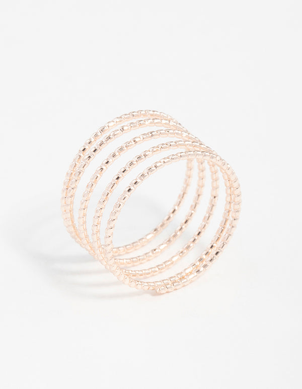 Rose Gold Diamond Cut Spiral Ring