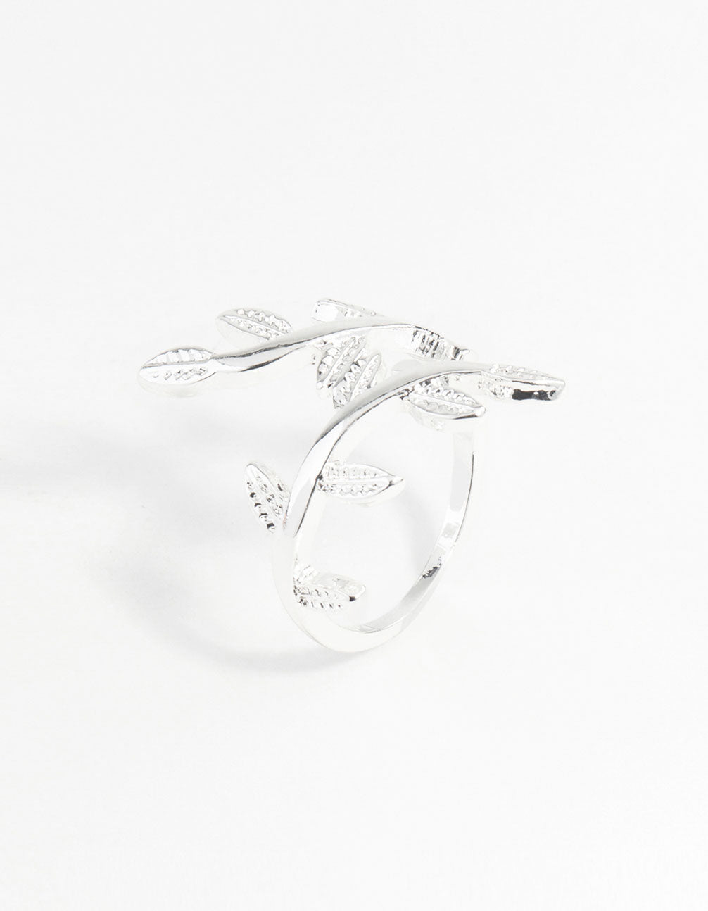 Silver Leaf Double Band Ring