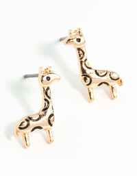 Gold Etched Giraffe Stud Earrings - link has visual effect only
