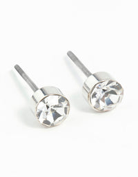 Silver Diamante Stud Earrings 2MM - link has visual effect only