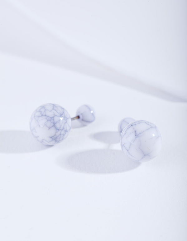 White Cracked Ball Earrings