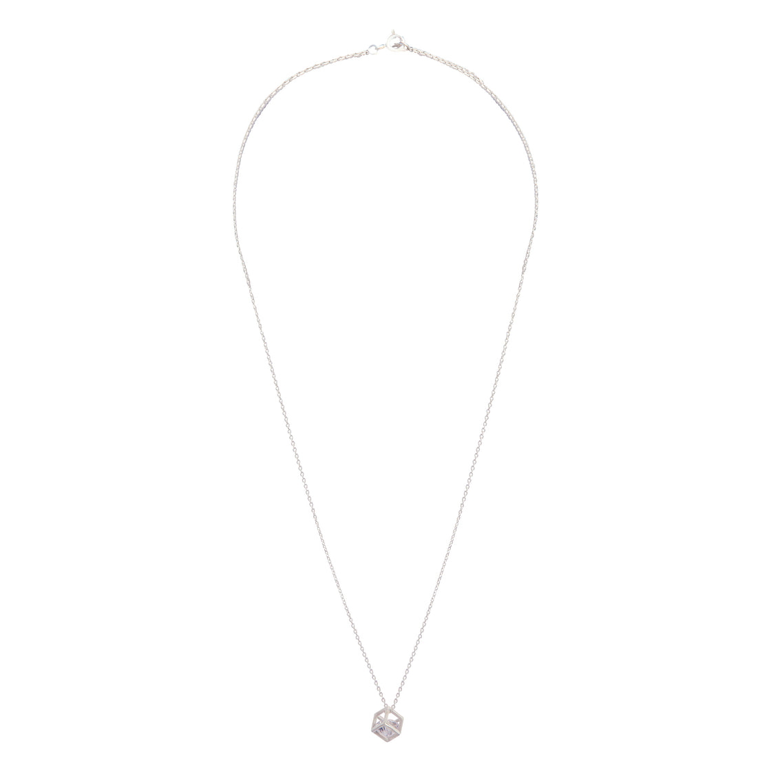 Sterling Silver Square Cubic Zirconia Necklace