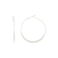 Silver Flat Edge Glitter Hoop Earrings - link has visual effect only