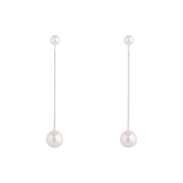 Silver Snake Pearl Drop Earrings