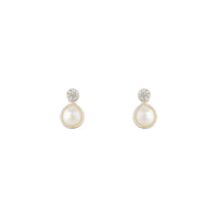 Silver Pearl Bottom Diamante Stud Earrings - link has visual effect only