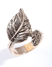 Antique Gold Large & Small Leaf Wrap Ring - link has visual effect only