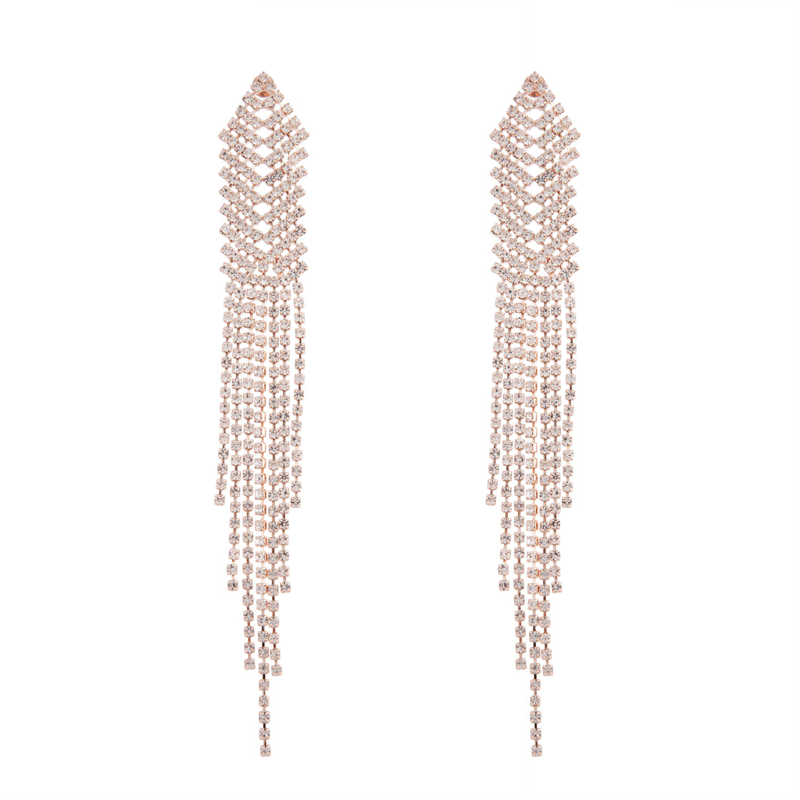 Rose Gold Diamante Chain Earrings