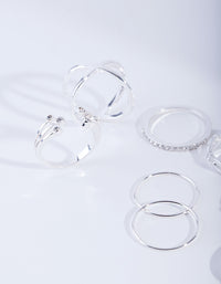 Silver Diamante Fine Mix Ring 8-Pack - link has visual effect only