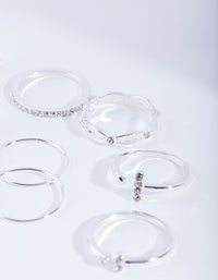 Silver Diamante Fine Mix Ring 8-Pack - link has visual effect only
