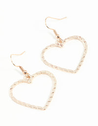 Rose Gold Rope Look Heart Drop Earring - link has visual effect only