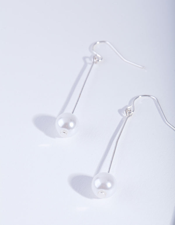 Fine Silver Pin & Pearl Drop Earrings