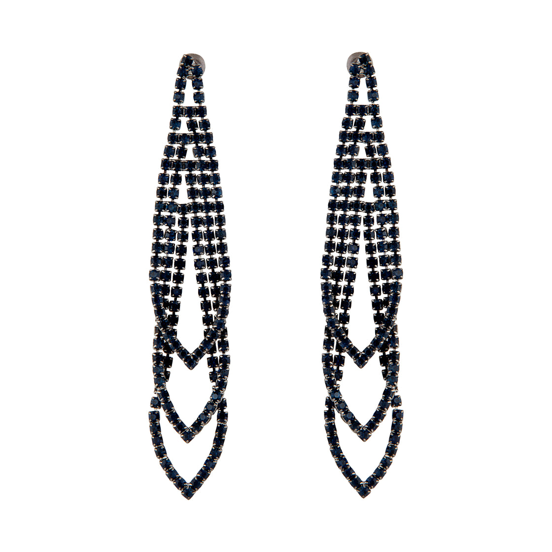 Midnight Gunmetal Loop Cup Chain Earrings