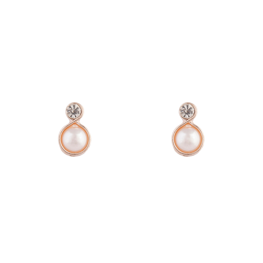 Rose Gold Pearl Bottom Stud Earrings