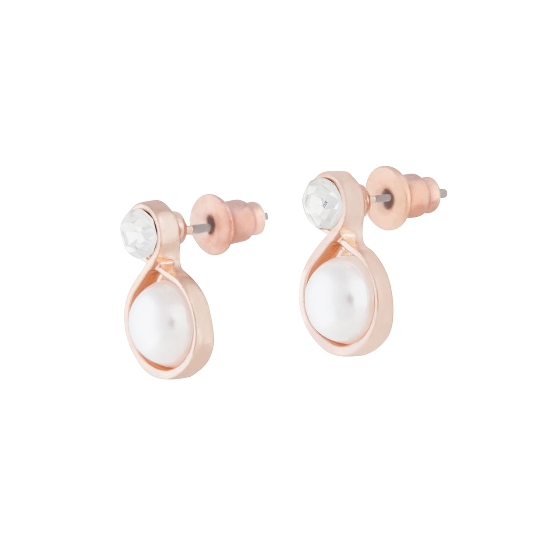 Rose Gold Pearl Bottom Stud Earrings