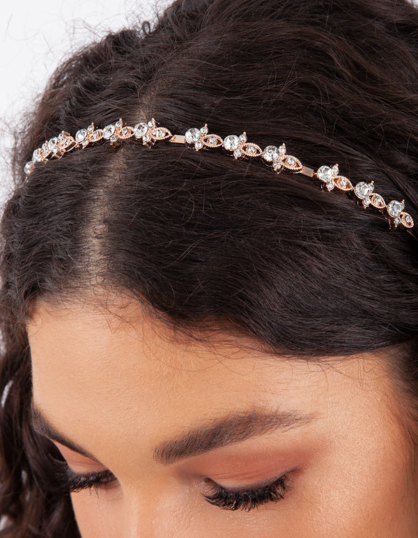 Rose Gold Mini Flower Diamante Headband
