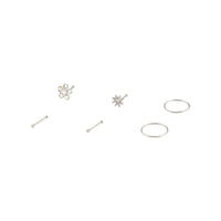 Surgical Steel Flower Silver Nose Stud 6-Pack - link has visual effect only