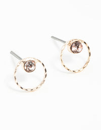 Rose Gold Geometric Circle Diamante Stud Earrings - link has visual effect only