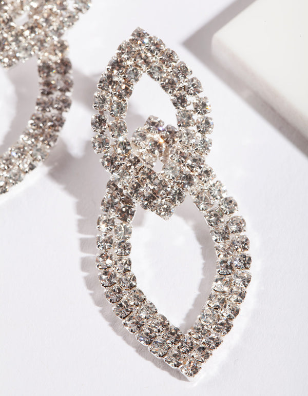 Silver Cup-Chain Double Leaf Earrings