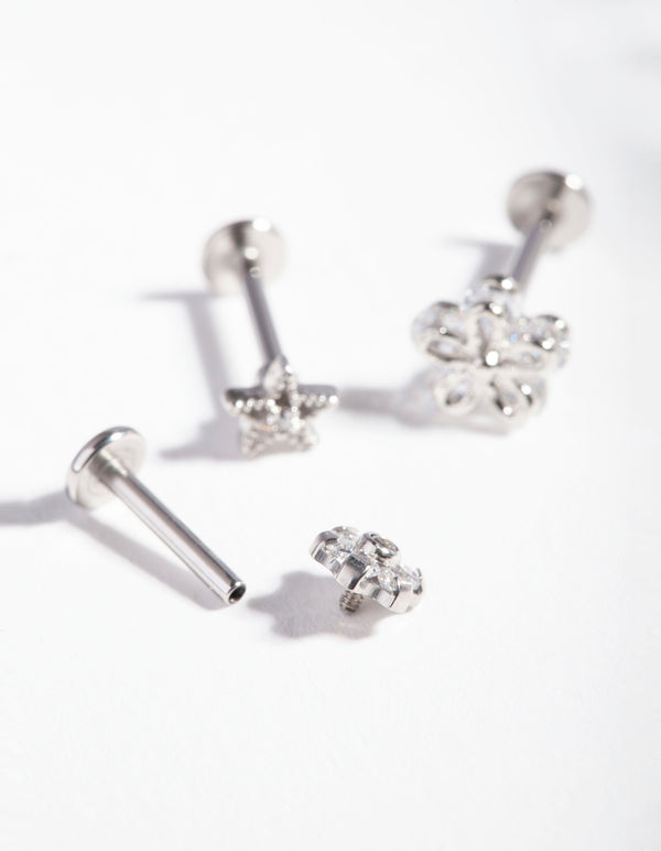 Surgical Steel Cubic Zirconia Cartilage Earring Pack