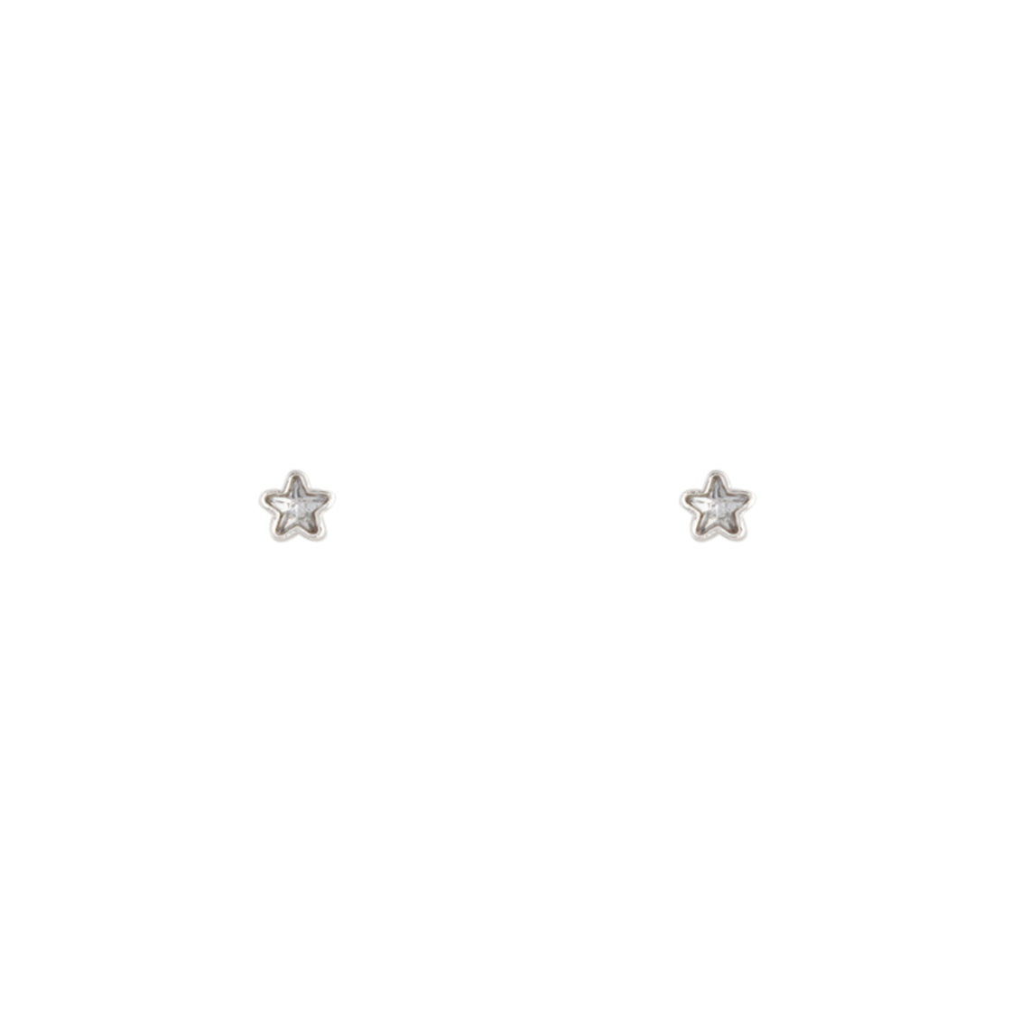 Silver Micro Star Stud Diamante Earrings