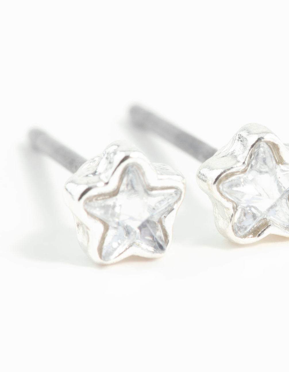 Silver Micro Star Stud Diamante Earrings