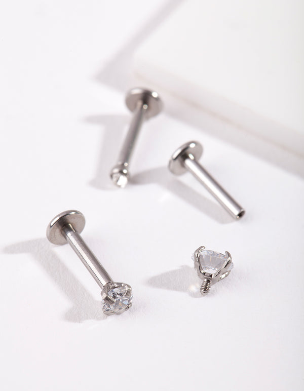 Surgical Steel Graduated Cubic Zirconia Flat Back Pack