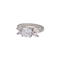 Silver Cubic Zirconia Navette Ring - link has visual effect only