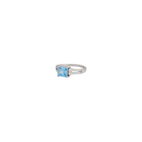 Rhodium Cubic Zirconia Square Double Band Ring - link has visual effect only