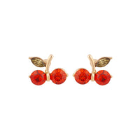 Gold Red Cherry Stud Earrings - link has visual effect only