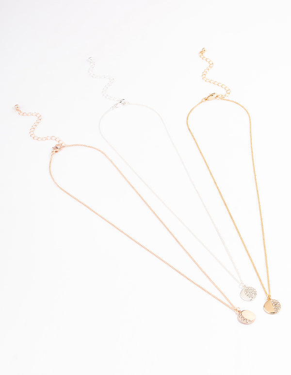Mixed Metal Moon Phase Necklace Set