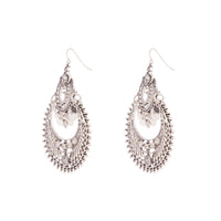 Etched Antique Silver Disc Drop Chandbali Earrings - link has visual effect only