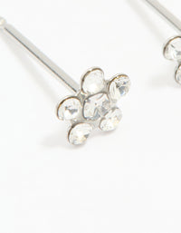 Surgical Stainless Steel Cubic Zirconia Daisy Piercing Stud - link has visual effect only