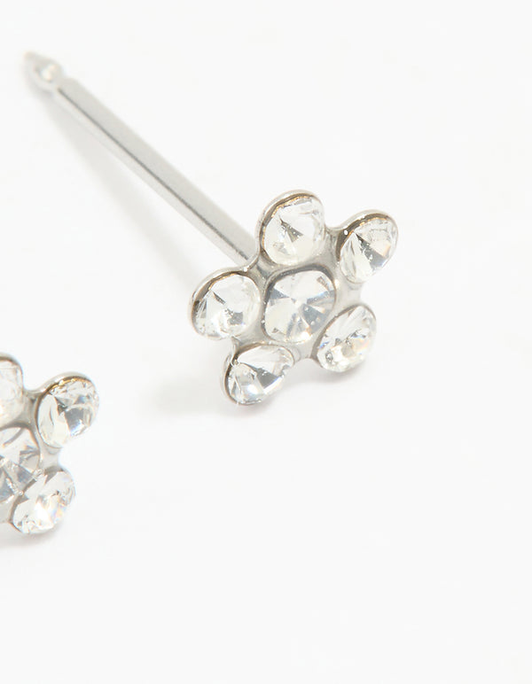 Surgical Stainless Steel Cubic Zirconia Daisy Piercing Stud