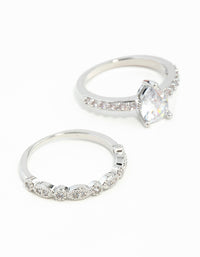 Silver Teardrop Cubic Zirconia Ring Stack - link has visual effect only