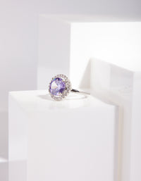 Silver Purple Cubic Zirconia  Ring - link has visual effect only