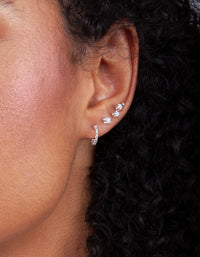 Sterling Silver Mini Diamante Huggie Earrings - link has visual effect only