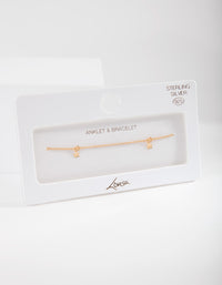 Gold Plated Sterling Silver Star Anklet Bracelet - link has visual effect only
