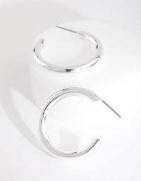 Silver Medium Smooth Hoop Earrings - link has visual effect only
