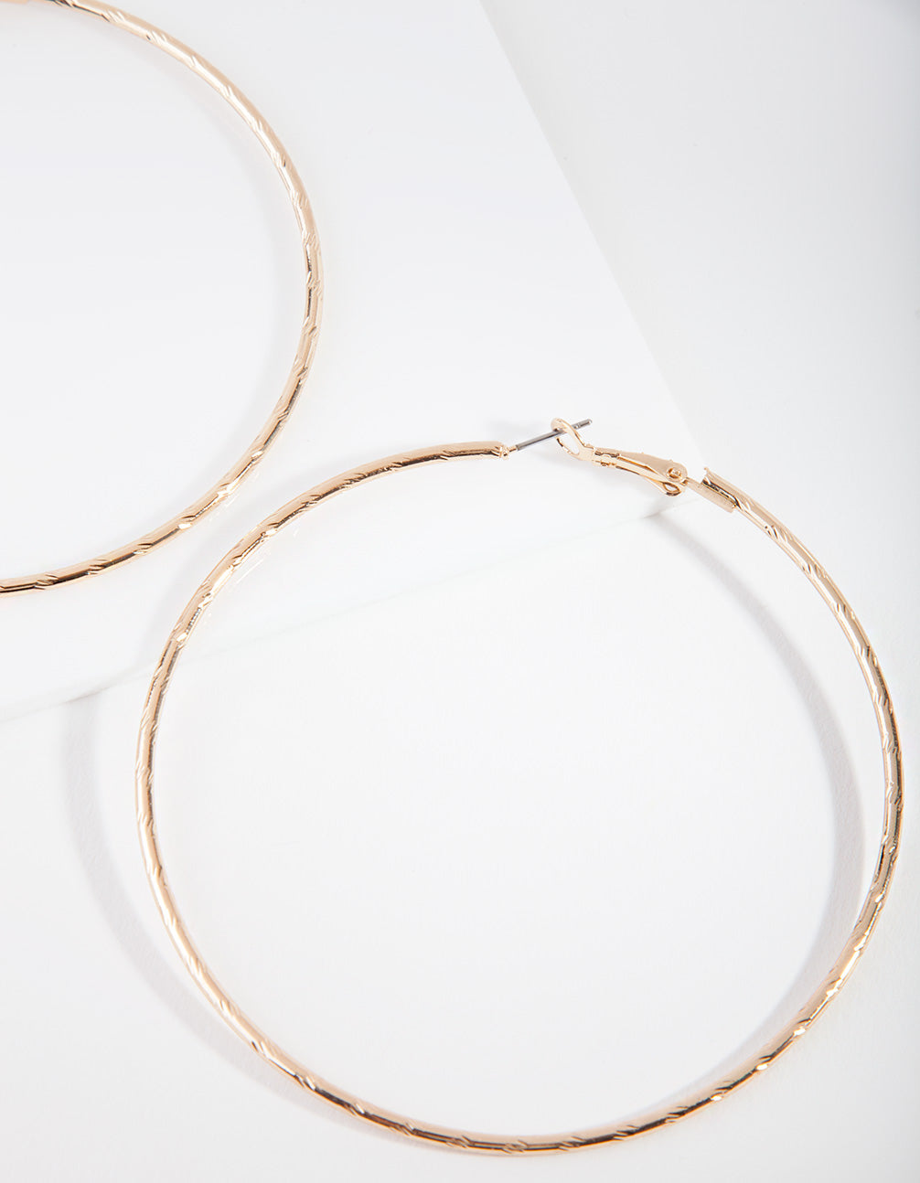 Gold Fine Textured Hoop Earrings
