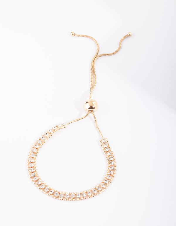 Gold Diamante Toggle Tennis Bracelet
