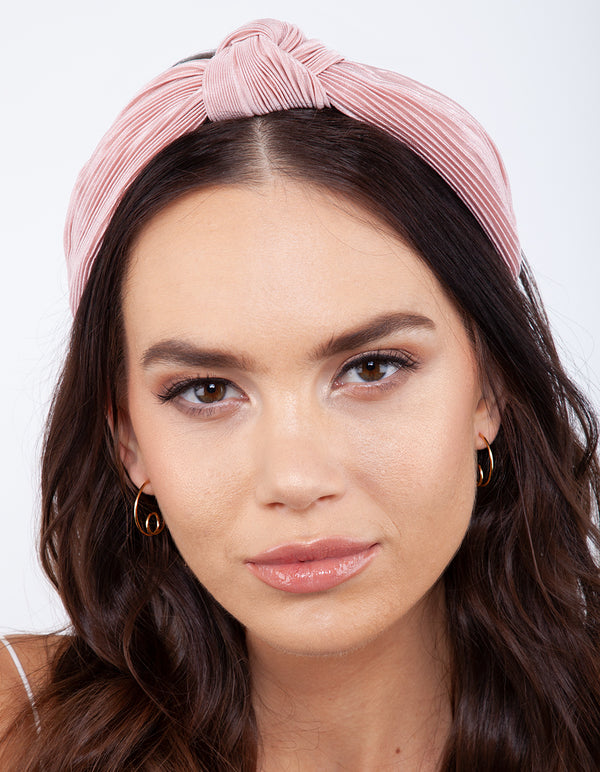 Pink Pleated Turban Headband